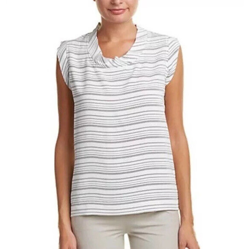 CAbi | Womens Madeline Top Stripe Size S Sleeveless Blouse White Black